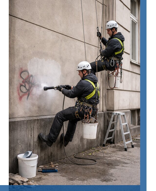 Удаление граффити с фасада в Ростове-на-Доне от 4693 р. | ВЫСОТНИК-Рст