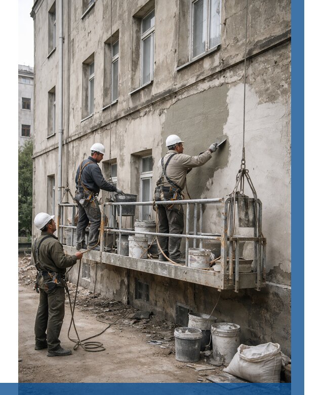 Капитальный ремонт фасада в Ростове-на-Доне от 4380 р. | ВЫСОТНИК-Рст