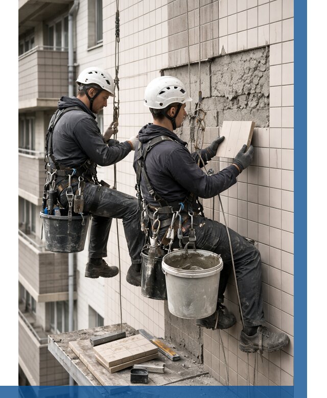 Ремонт облицовки фасада плиткой в Ростове-на-Доне от 1877 р. | ВЫСОТНИК-Рст