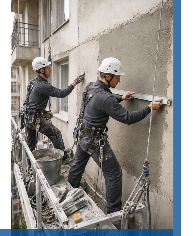 Штукатурка фасада на высоте в Ростове-на-Доне от 939 р. | ВЫСОТНИК-Рст