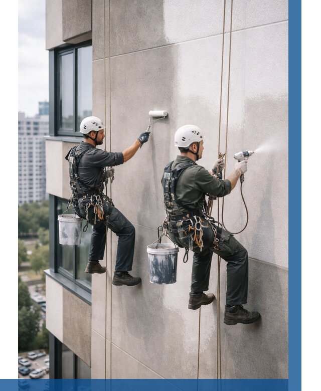 Покраска фасада альпинистами в Ростове-на-Доне от 313 р. | ВЫСОТНИК-Рст