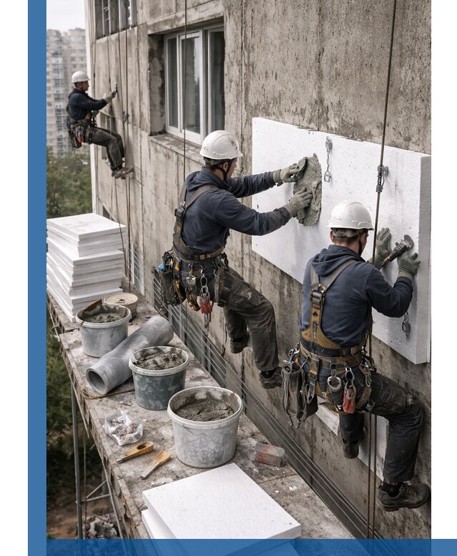 Утепление фасада пенополистиролом в Ростове-на-Доне под ключ