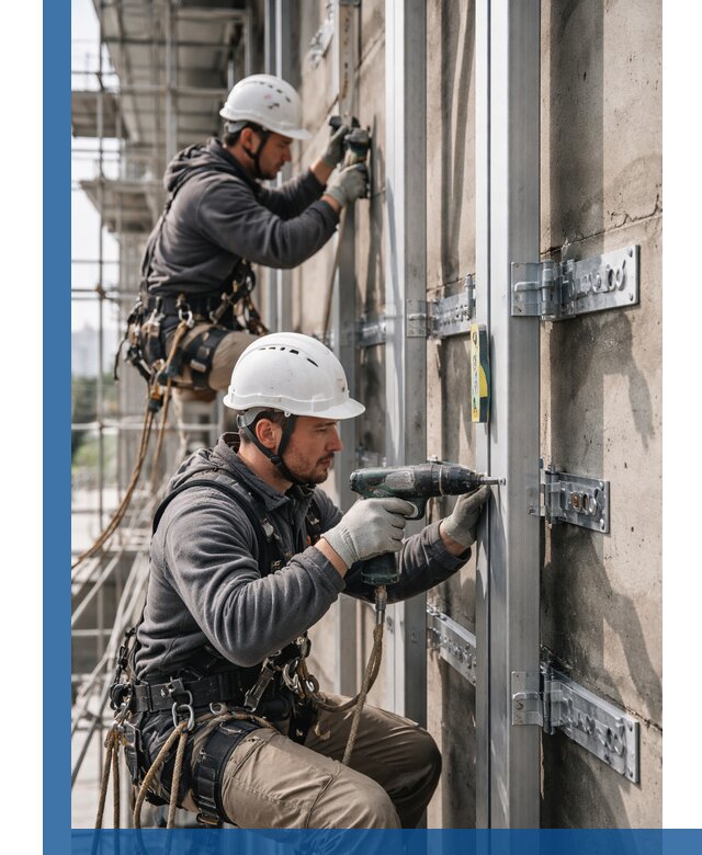 Монтаж и крепление подсистемы вентфасада в Ростове-на-Доне