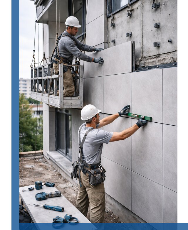 Монтаж керамогранита на фасад в Ростове-на-Доне под ключ с гарантией качества