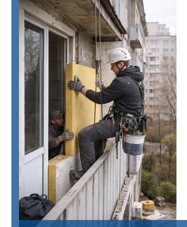 Профессиональное утепление балкона снаружи в Ростове-на-Доне под ключ