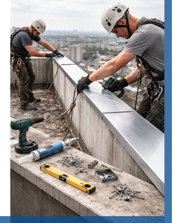 Монтаж парапетных крышек в Ростове-на-Доне от 834 р. | ВЫСОТНИК-Рст