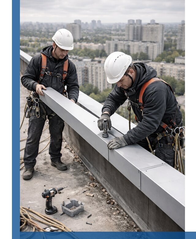 Монтаж парапетных крышек и ограждений кровли в Ростове-на-Доне