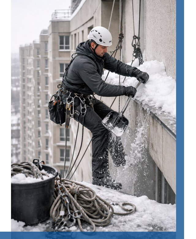 Очистка карнизов от снега в Ростове-на-Доне от 313 р. | ВЫСОТНИК-Рст