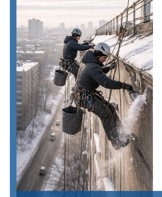 Очистка карнизов от снега в Ростове-на-Доне профессионально и безопасно