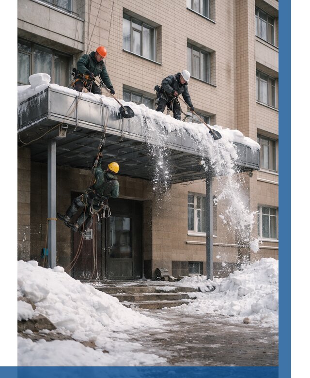 Очистка козырьков от снега в Ростове-на-Доне от 3650 р. | ВЫСОТНИК-Рст