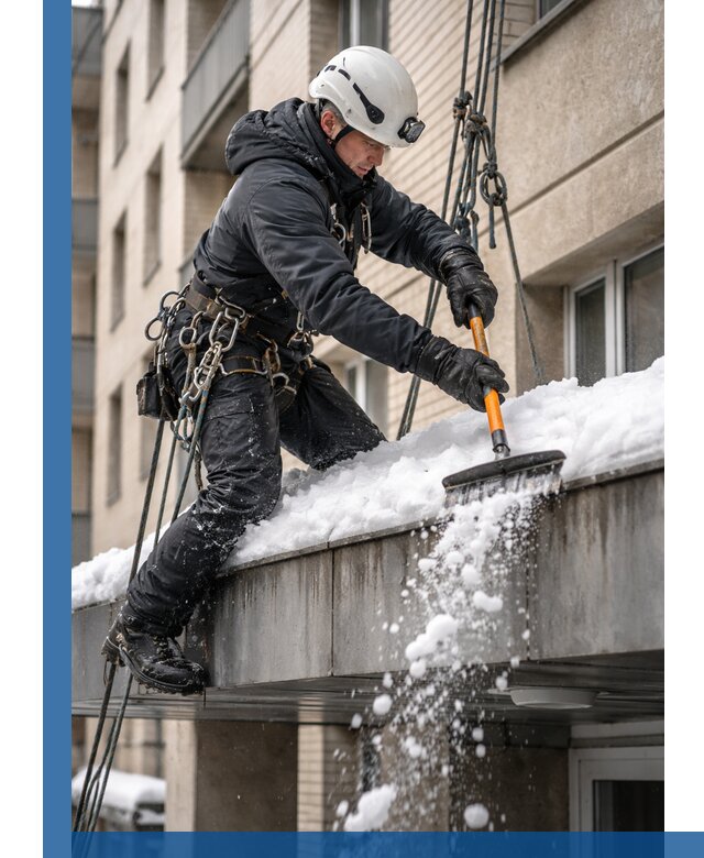 Очистка козырьков от снега в Ростове-на-Доне круглогодично безопасно