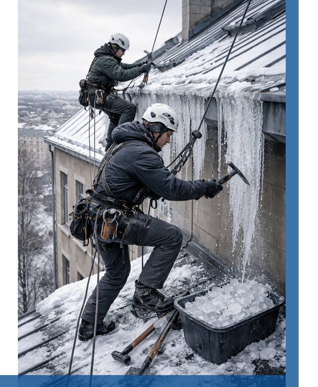 Удаление наледи с кровли в Ростове-на-Доне от 5736 р. | ВЫСОТНИК-Рст