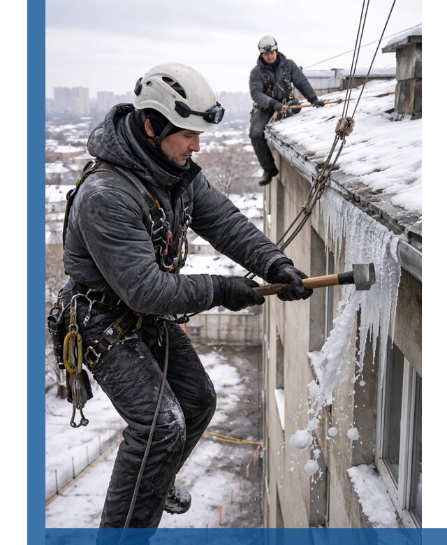 Сбивание и удаление сосулек с крыши в Ростове-на-Доне безопасно