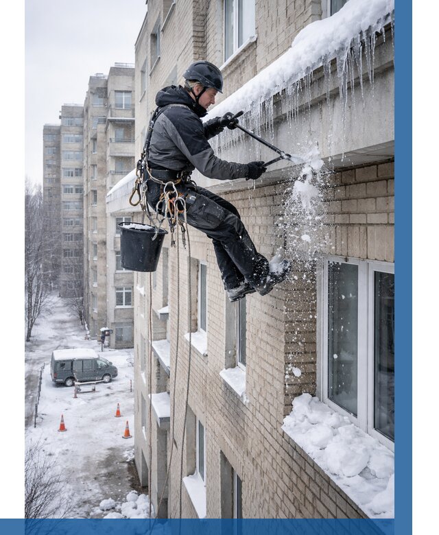 Удаление наледи с карнизов в Ростове-на-Доне от 365 р. | ВЫСОТНИК-Рст