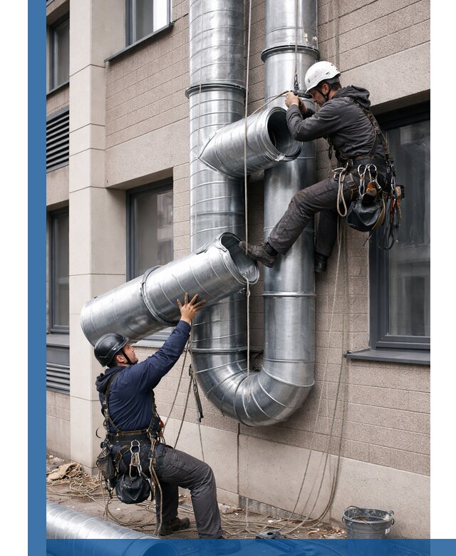 Монтаж фасадных воздуховодов в Ростове-на-Доне с герметизацией и крепежом