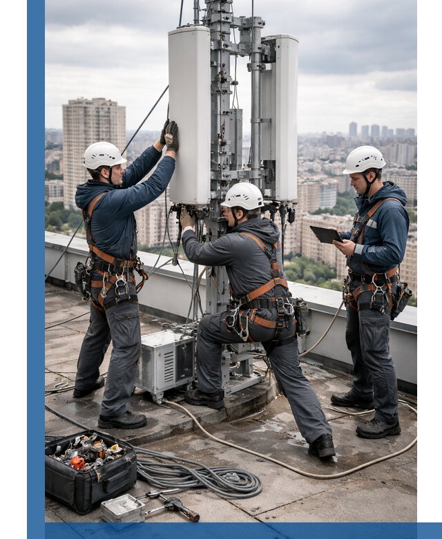 Монтаж антенн связи на крыше в Ростове-на-Доне с вводом в эксплуатацию