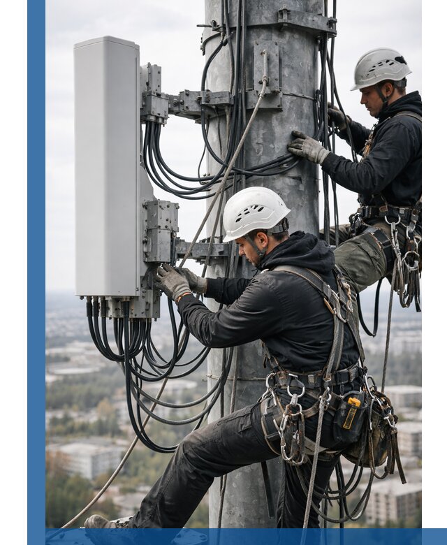 Монтаж оборудования связи на мачте в Ростове-на-Доне с пусконаладкой