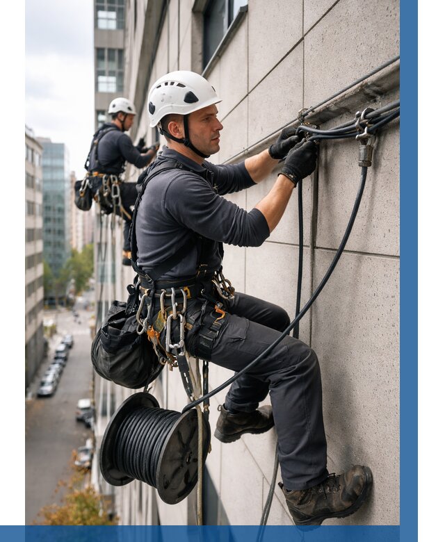 Прокладка кабеля по фасаду в Ростове-на-Доне от 365 р. | ВЫСОТНИК-Рст