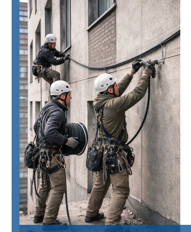 Прокладка кабеля по фасаду в Ростове-на-Доне, профессиональный монтаж