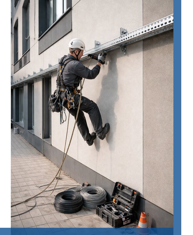 Монтаж кабельных лотков на фасаде в Ростове-на-Доне от 1251 р. | ВЫСОТНИК-Рст