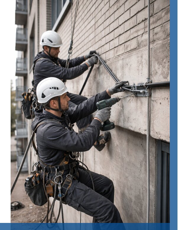 Крепление кабеля на фасаде в Ростове-на-Доне от 365 р. | ВЫСОТНИК-Рст