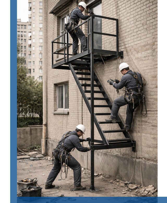 Монтаж пожарной лестницы в Ростове-на-Доне, установка и крепление