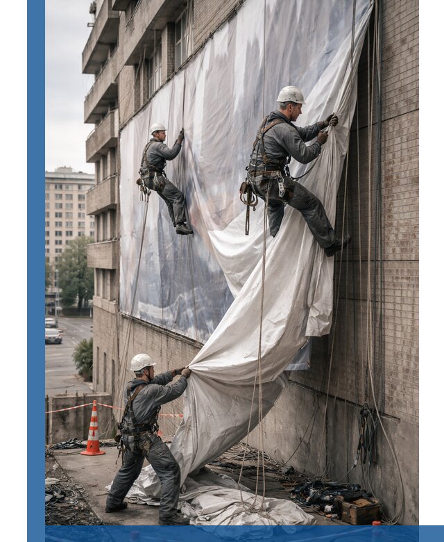 Демонтаж баннеров с фасада в Ростове-на-Доне оперативно и безопасно