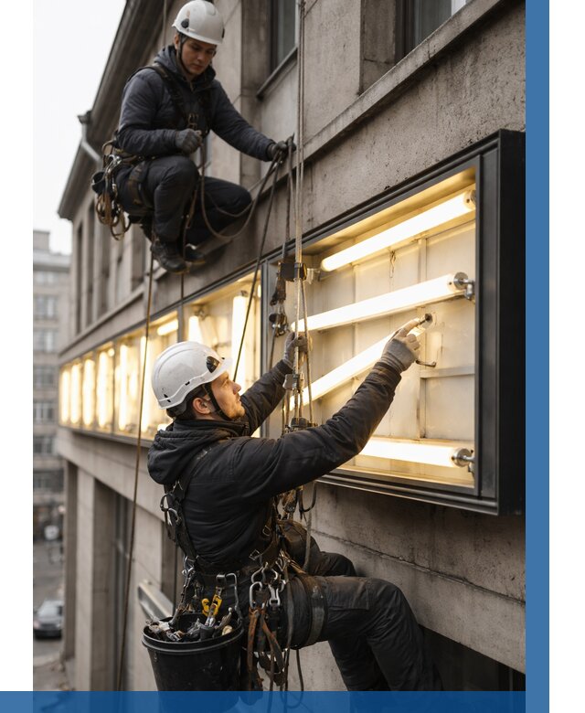 Замена ламп в вывеске в Ростове-на-Доне под ключ от 3650 р. | ВЫСОТНИК-Рст