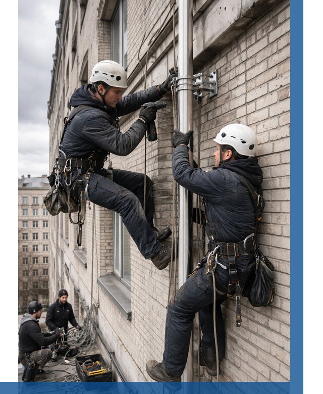 Монтаж флагштока на здании в Ростове-на-Доне от 6779 р. | ВЫСОТНИК-Рст