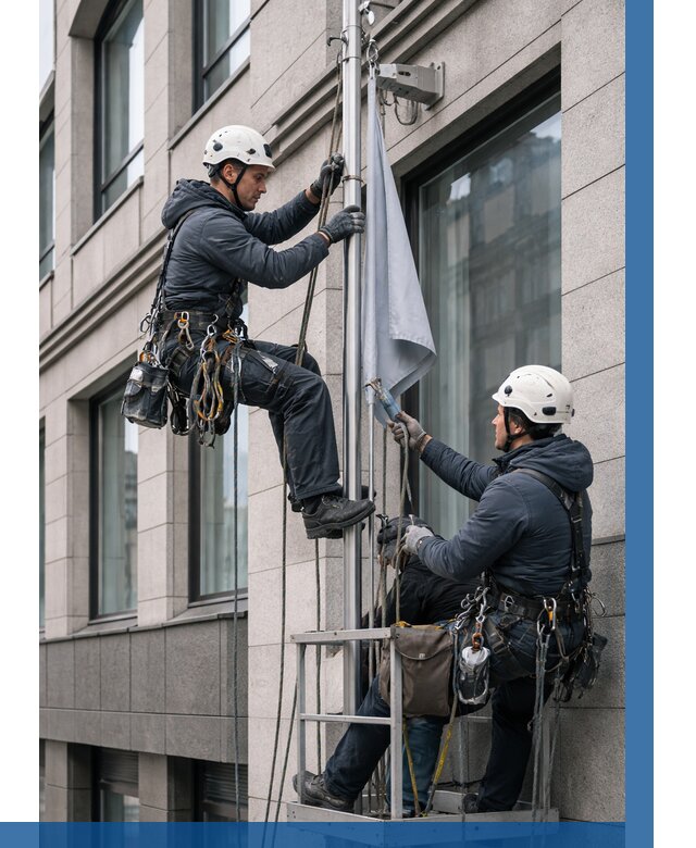 Установка флагов на фасаде в Ростове-на-Доне от 4693 р. | ВЫСОТНИК-Рст