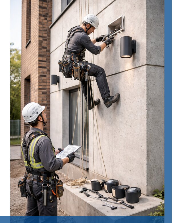 Монтаж фасадного освещения в Ростове-на-Доне от 2607 р. | ВЫСОТНИК-Рст