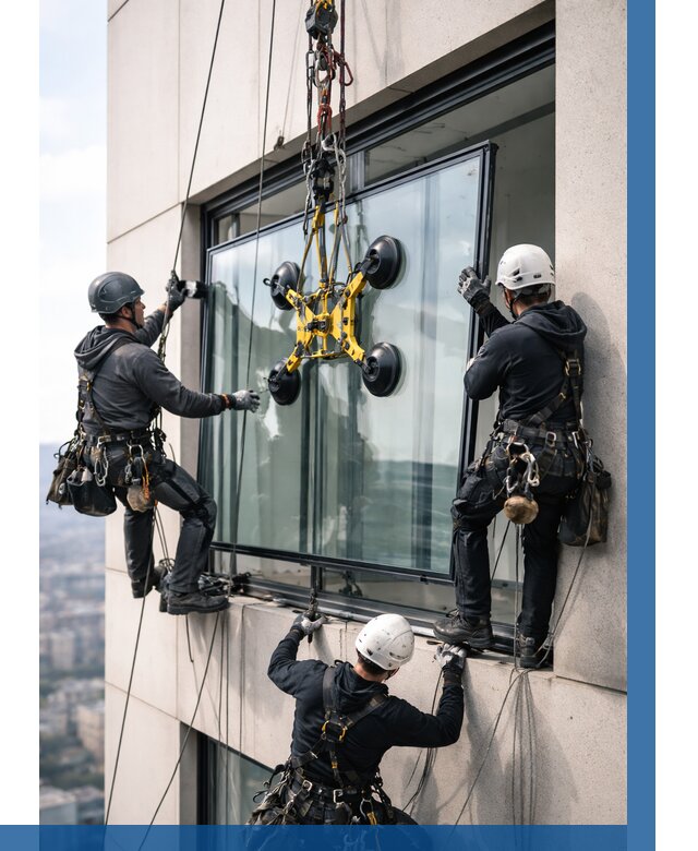 Монтаж стеклопакетов на высоте в Ростове-на-Доне от 3337 р. | ВЫСОТНИК-Рст