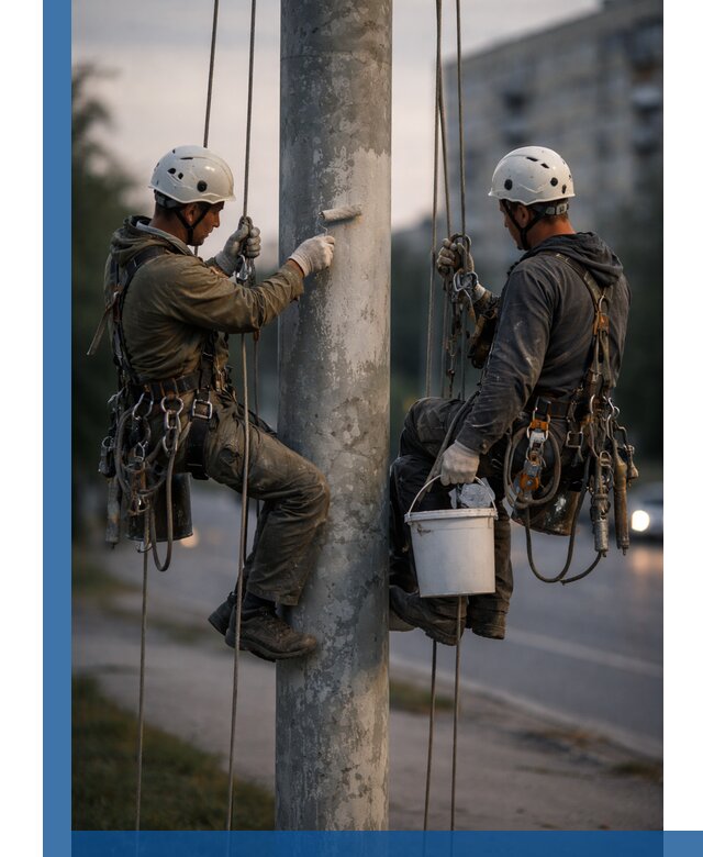 Покраска опор освещения и антикоррозийная защита в Ростове-на-Доне