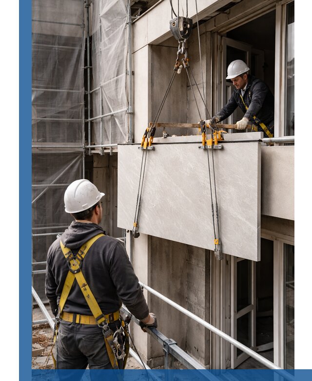 Подъем керамогранита на этаж в Ростове-на-Доне грузчиками и техникой