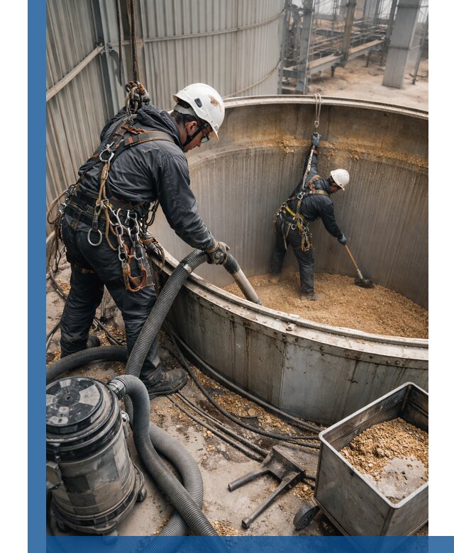 Профессиональная чистка зерновых бункеров в Ростове-на-Доне с выездом