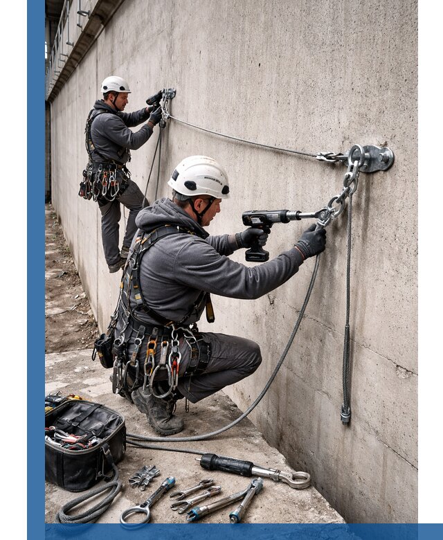 Монтаж анкерных линий высотной безопасности в Ростове-на-Доне