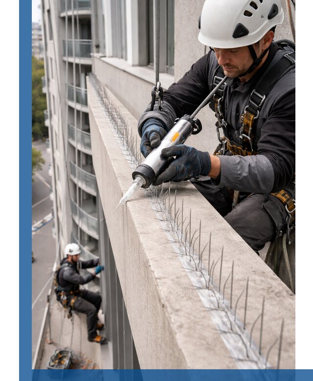 Установка шипов от птиц на фасадах и кровлях в Ростове-на-Доне